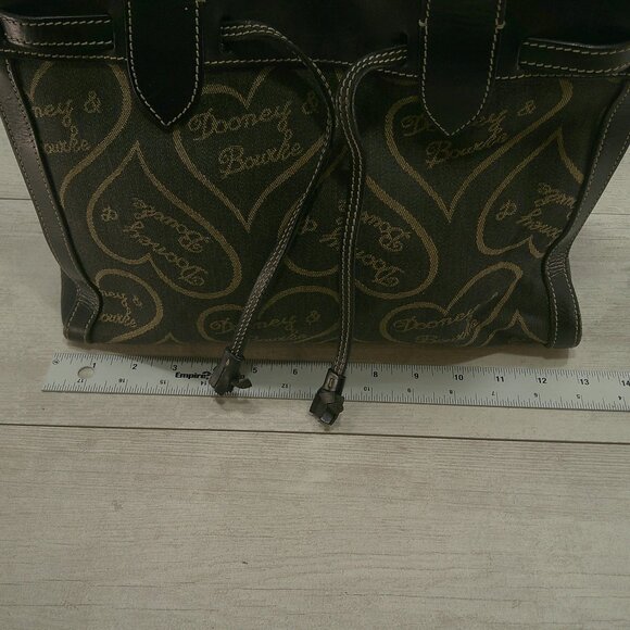 Dooney & Bourke Vintage Classic Signature Heart Pattern Y2K Leather Canvas Tote - Picture 7 of 9